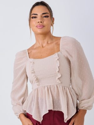 BLUSA PUNTOS M/L (BEIGE)