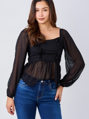 BLUSA PUNTOS M/L (NEGRO)