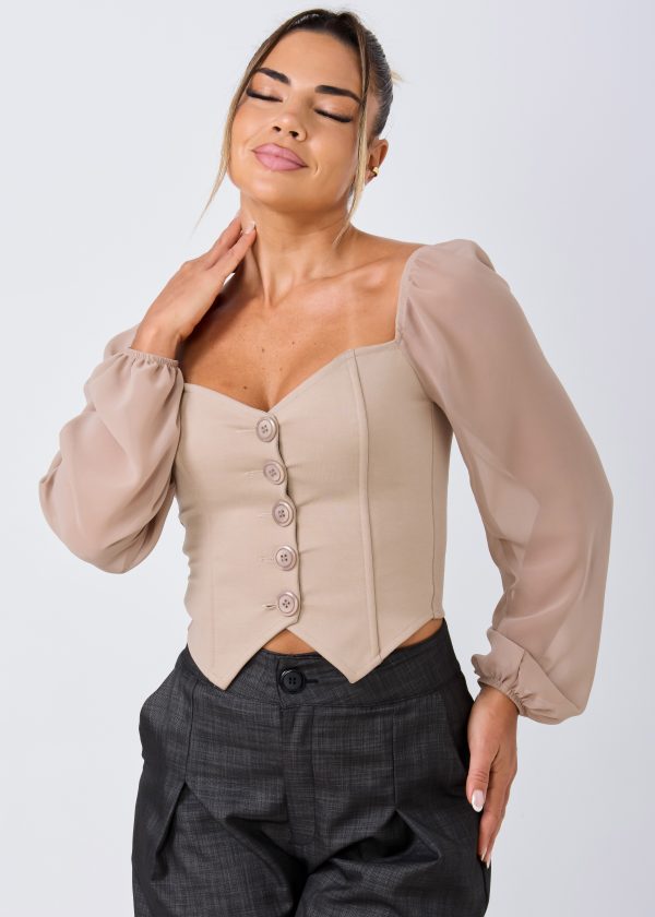 BUSTIER NAHOMI LOMA (BEIGE) - Imagen 3