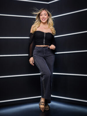 JEANS VANIA PALAZO - NEGRO