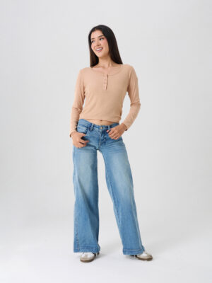 JEANS GEORGINA SEMICADERA - CELESTE