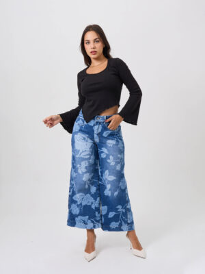 JEANS KEYSI ESTAMPADO - CELESTE