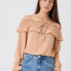 BLUSA GASA PLISADA - CAMEL