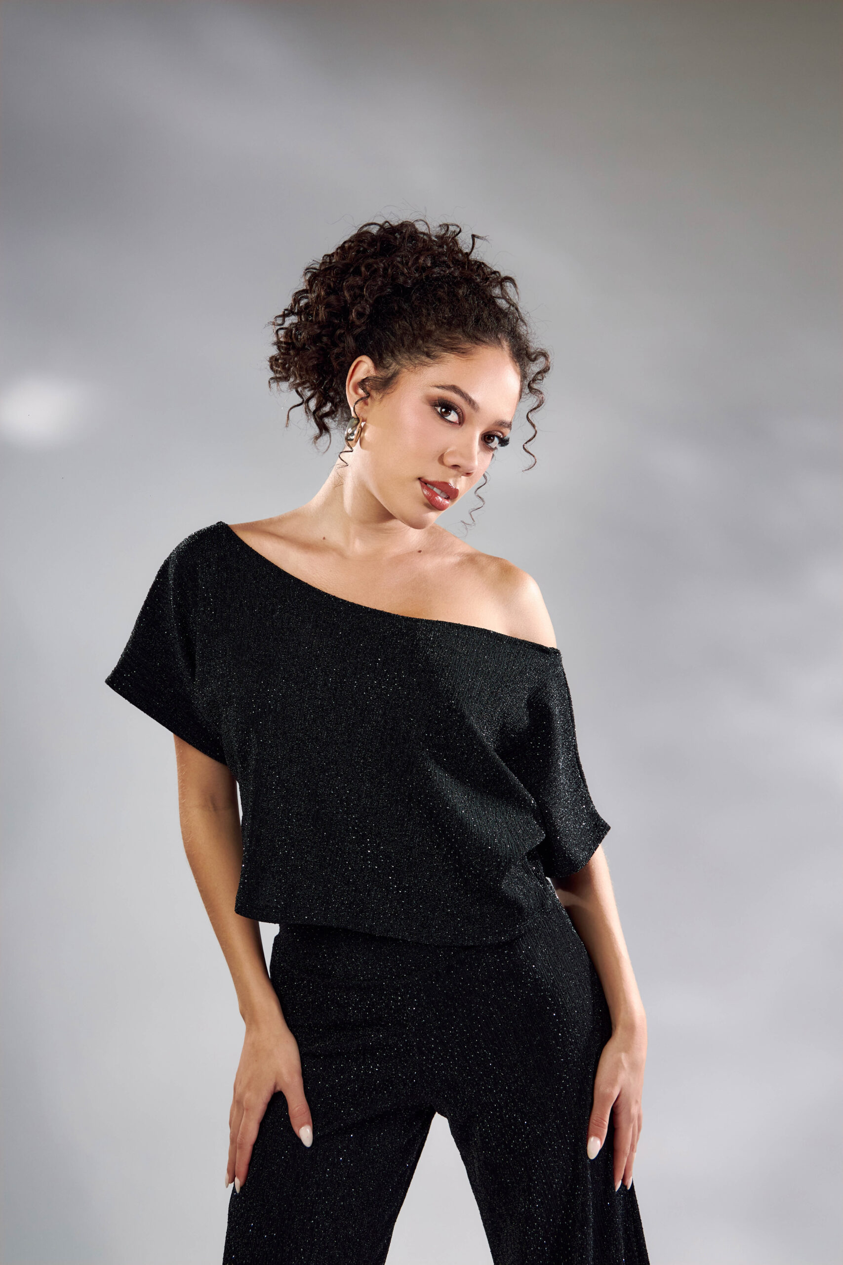 POLO CROP SAMY 008 - NEGRO